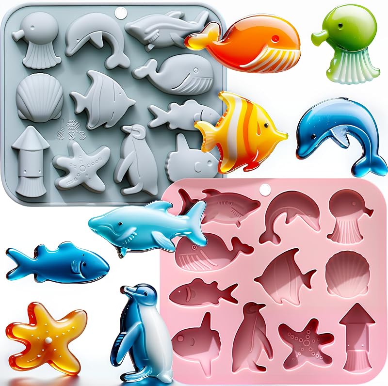 2 Moldes Silicona Temática Marinos para Chocolates y Decoración