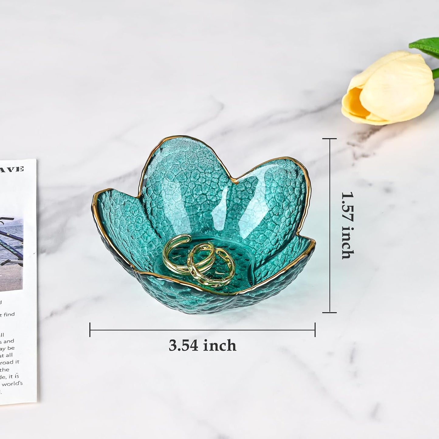 Bandeja cristal soporte joyas decoración mesita noche verde