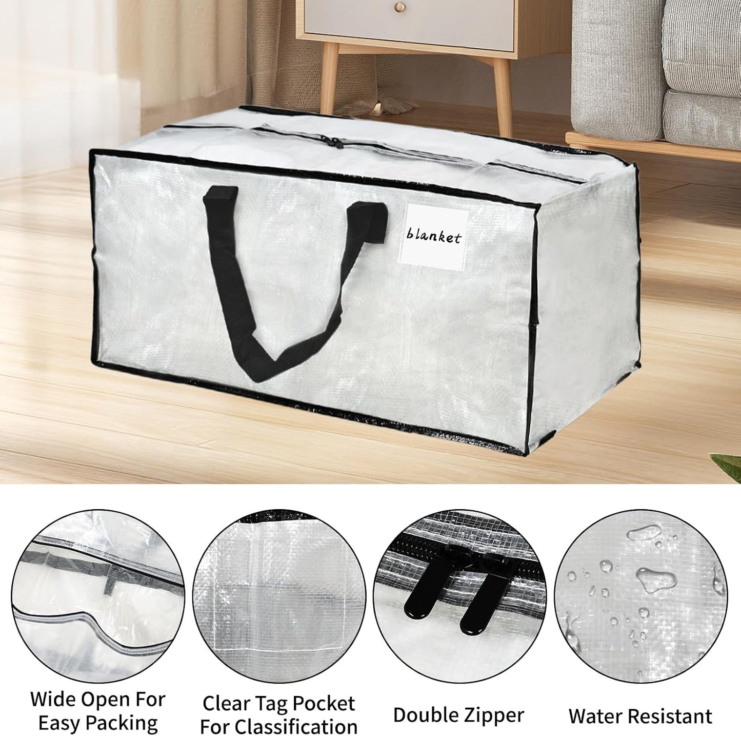 Bolsas plegables transparentes para mudanzas 8 pzas con asas
