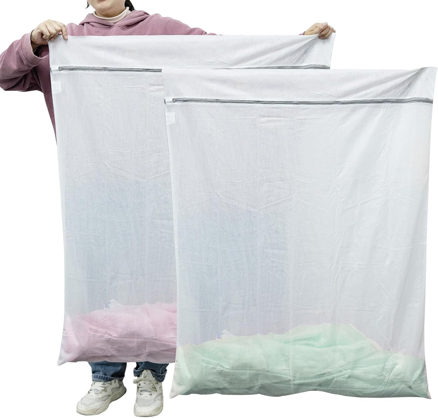 2 Bolsas Malla XXXXL 43x35" para Lavandería y Almacenamiento