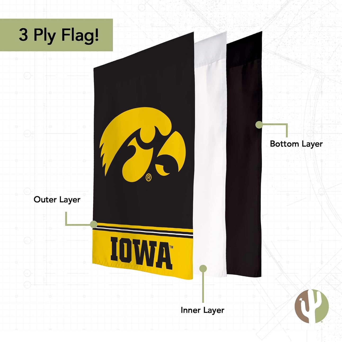 Bandera jardín UI Hawkeyes 19x12pulg exterior