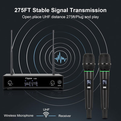 Micrófono inalámbrico UHF dual metal para karaoke y eventos