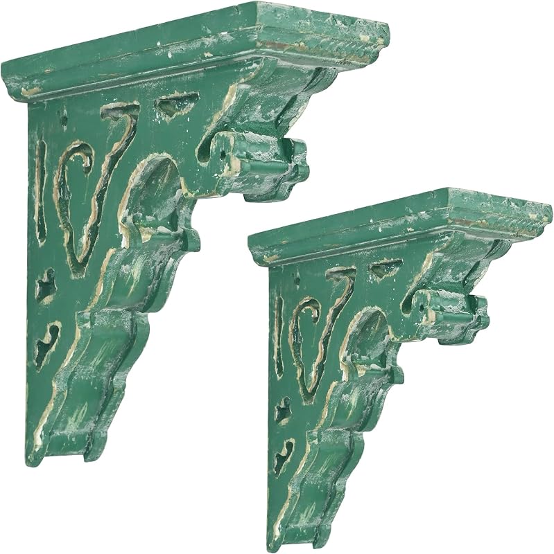 Set 2 ménsulas madera vintage 7.2x3.1x7.8pulg