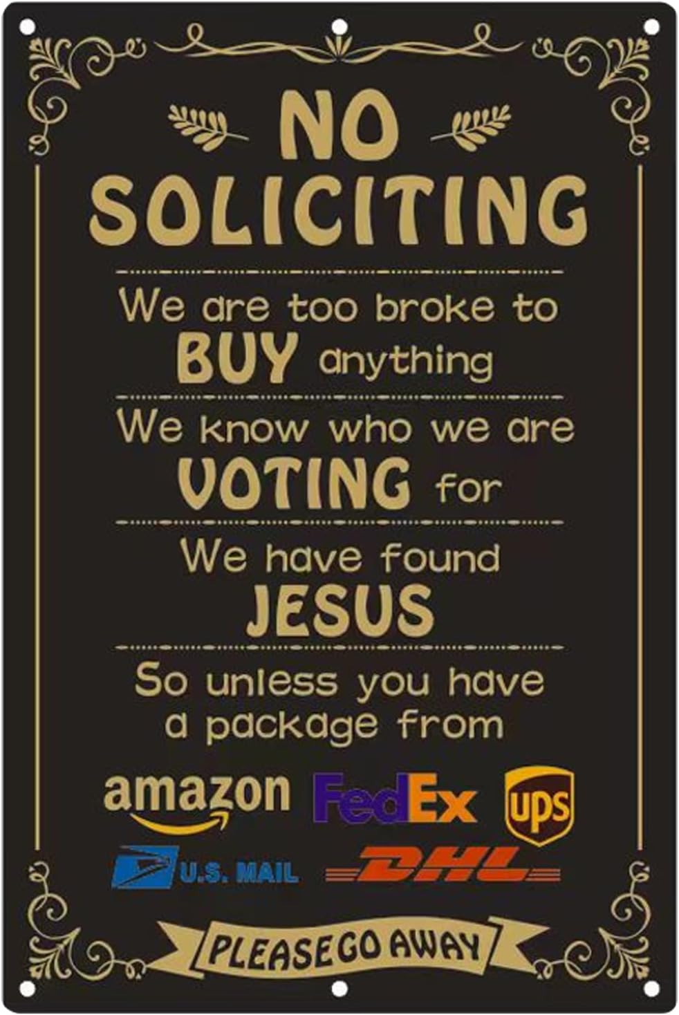 Letrero No Soliciting 8x12pulg para Puerta Hogar Patio