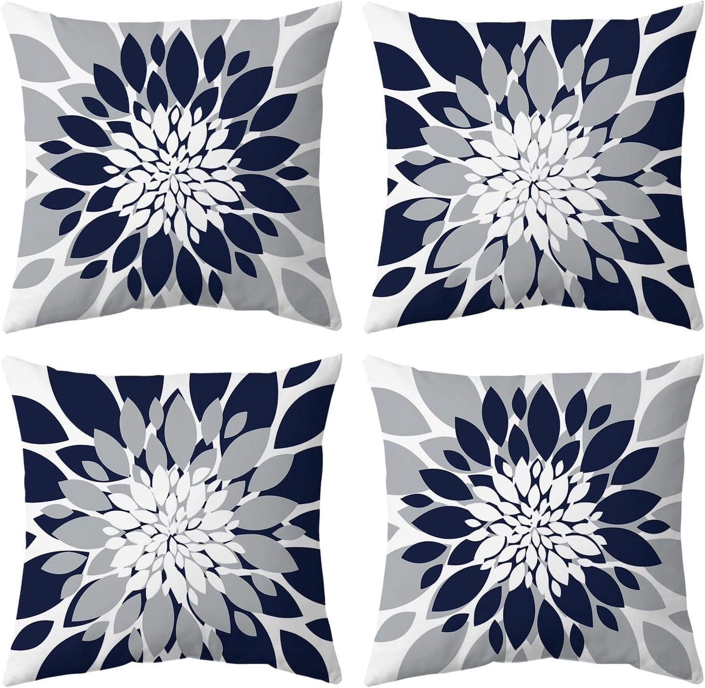 4 Fundas Impermeables Cojines Exteriores 18x18 Azul