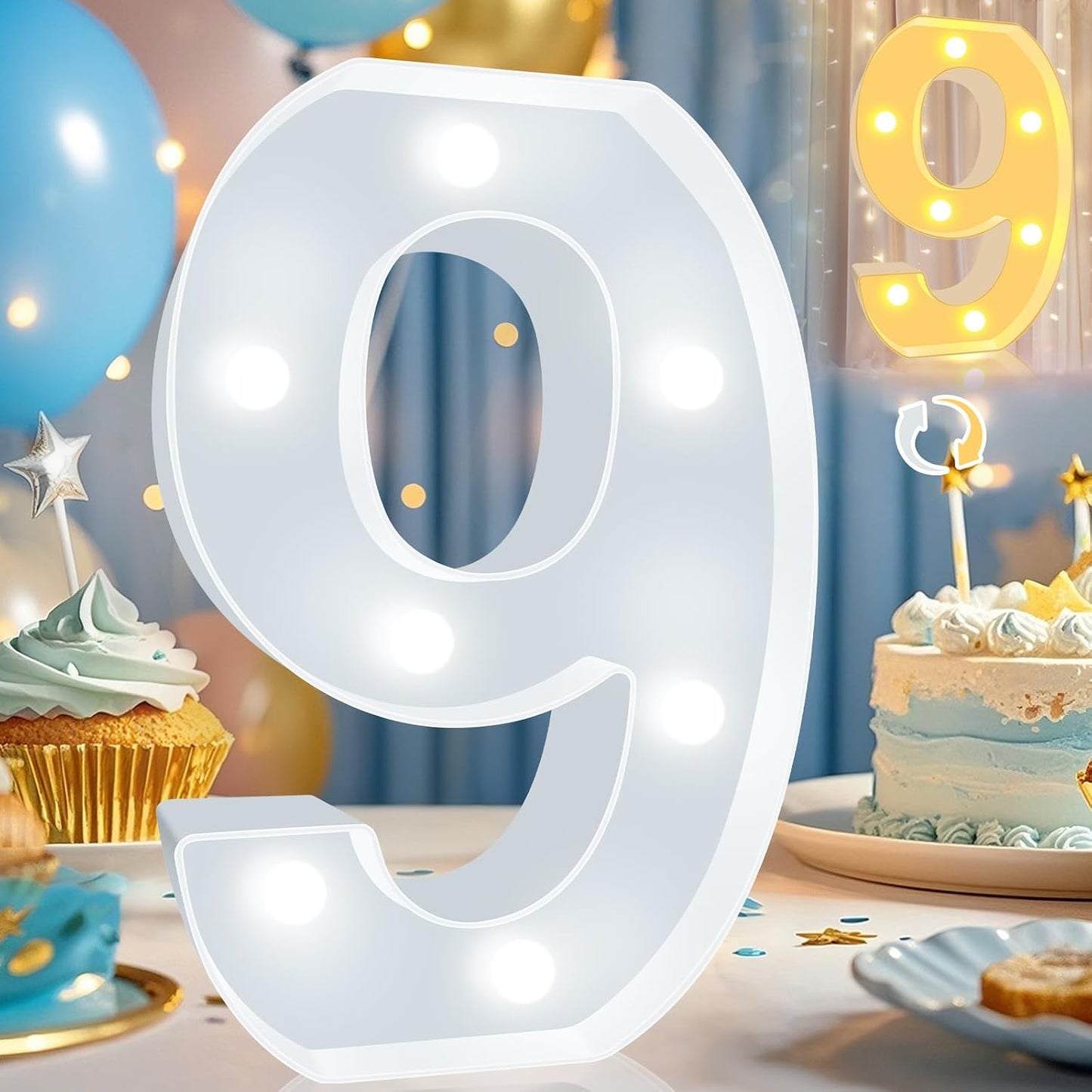 Números LED decorativos para fiesta 9º cumpleaños