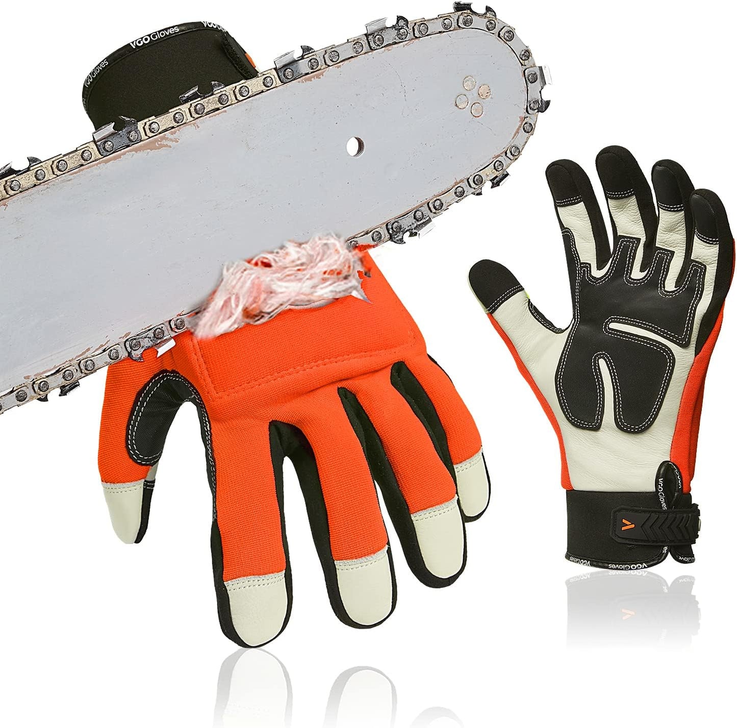 Guantes motosierra cuero vaca 12 capas tacto
