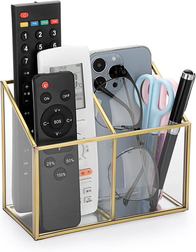 Soporte control remoto cristal con 2 compartimentos