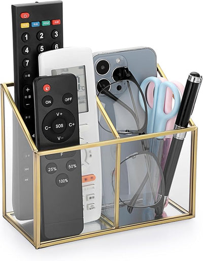 Soporte control remoto cristal con 2 compartimentos