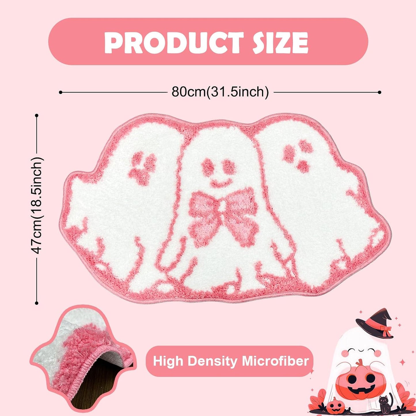 Alfombra baño Halloween 18x31pulg antiderrap rosa