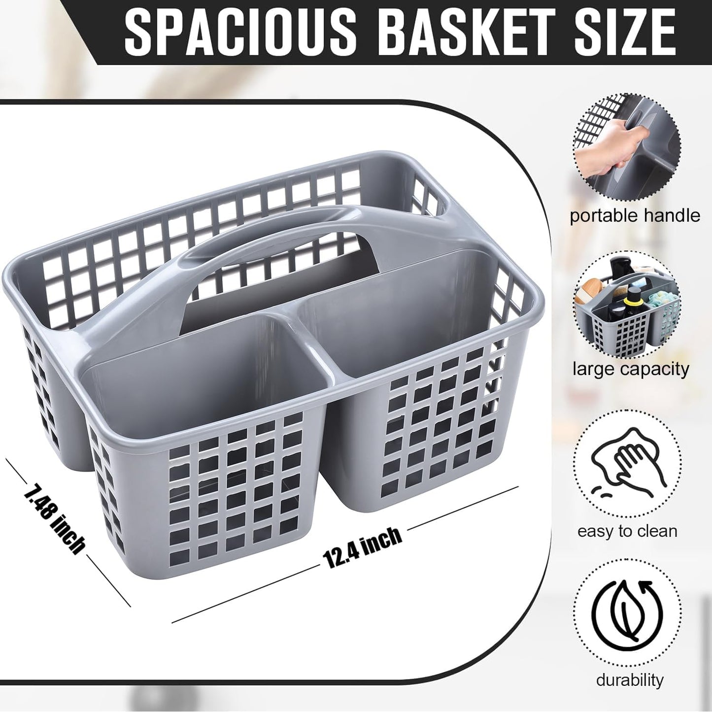 Cesta ducha plástico 3 compartimentos organiz. gris