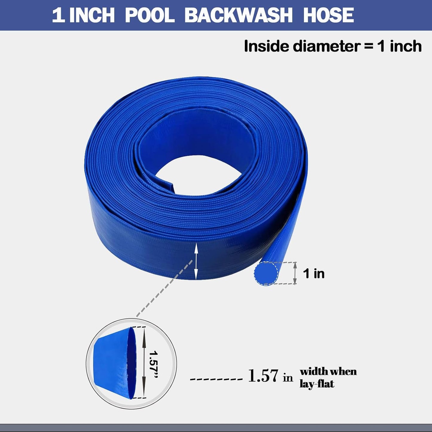 Manguera plana 1" x100ft resistente piscinas enterradas