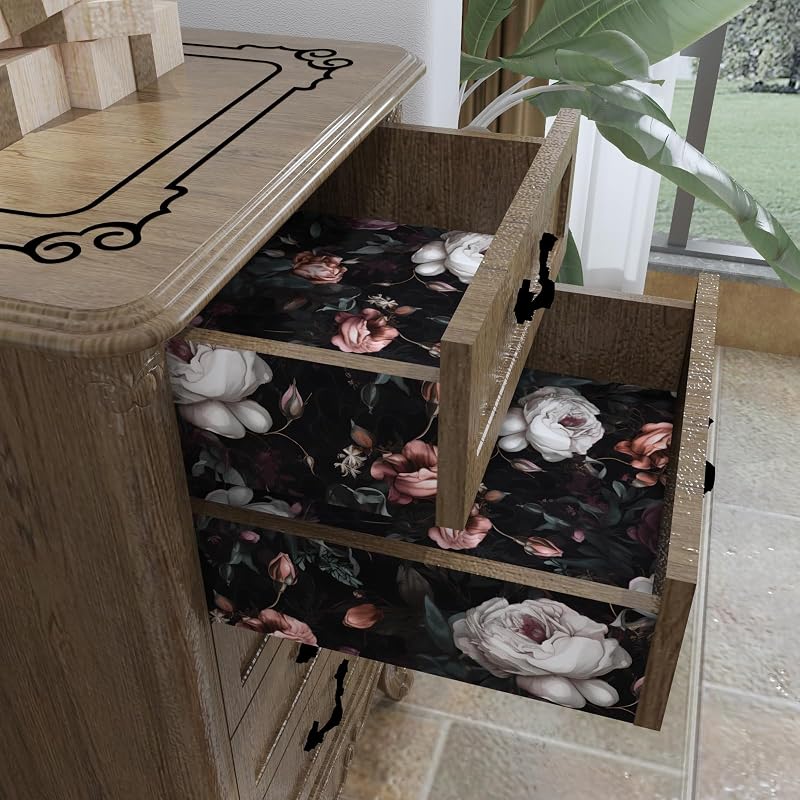 Papel tapiz floral oscuro autoadhesivo impermeable