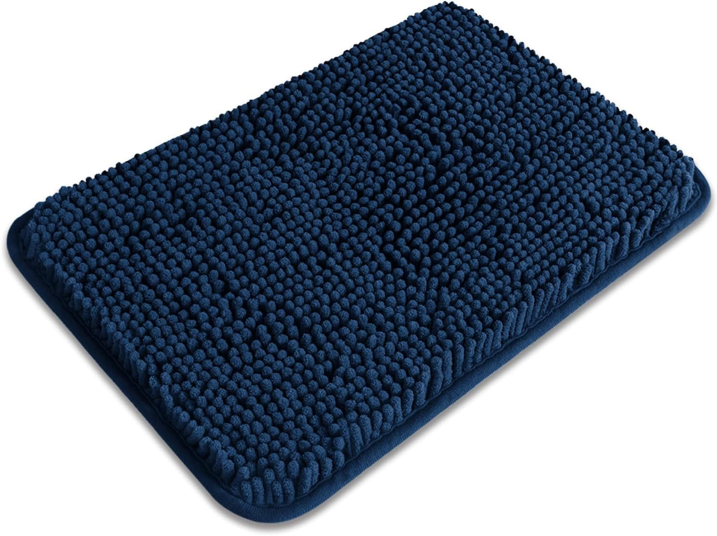 Alfombra baño 12x18pulg antideslizante felpilla gruesa azul marino