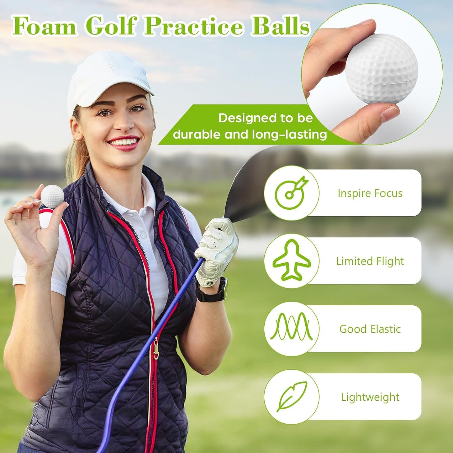 30 Bolas Espuma Práctica Golf Sensación Realista