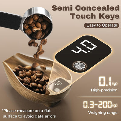 Báscula digital de café madera color nogal 0.01oz