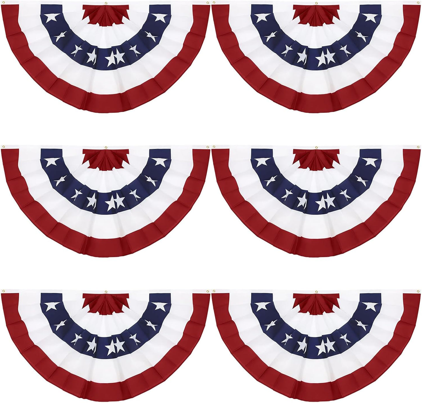 Bandera plisada EE.UU. 3x6ft set 6 decoración 4 de julio
