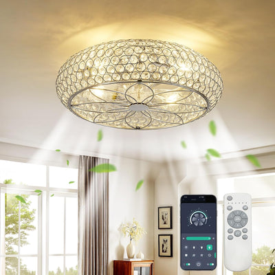 Ventilador techo cromado con luz 20pulg cristal 6 velocidades