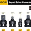 Juego 4 piezas adaptador reductor impacto acero CR-MO