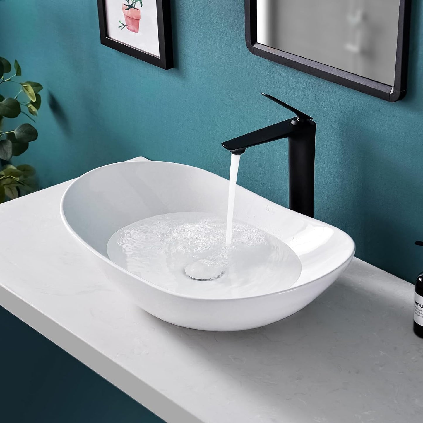 Fregadero ovalado baño 24x13.8pulg drenaje desplegable