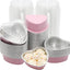100 Moldes Aluminio 3.4oz Corazón Cupcakes Tazas Flan Rosa
