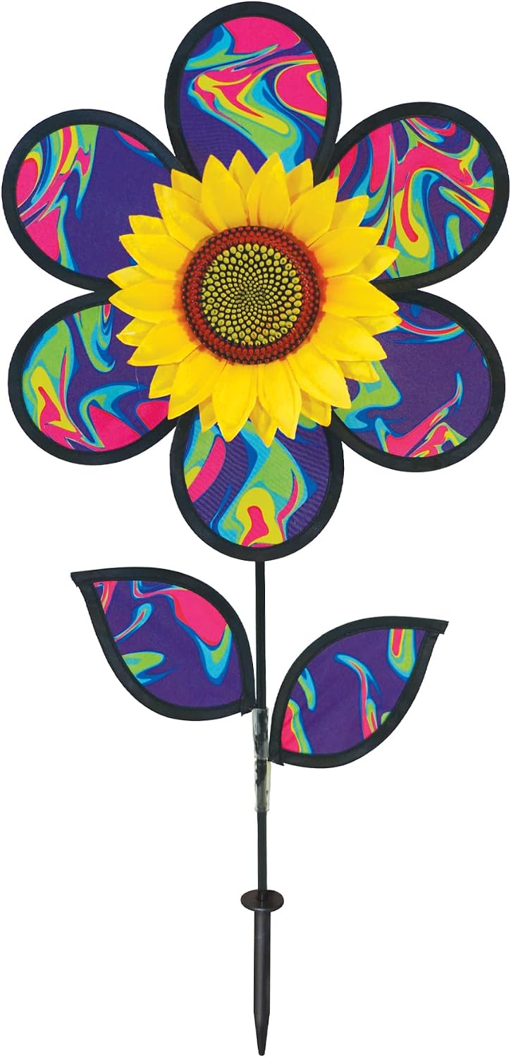 Girador viento girasol psicodélico azul 12" para jardín