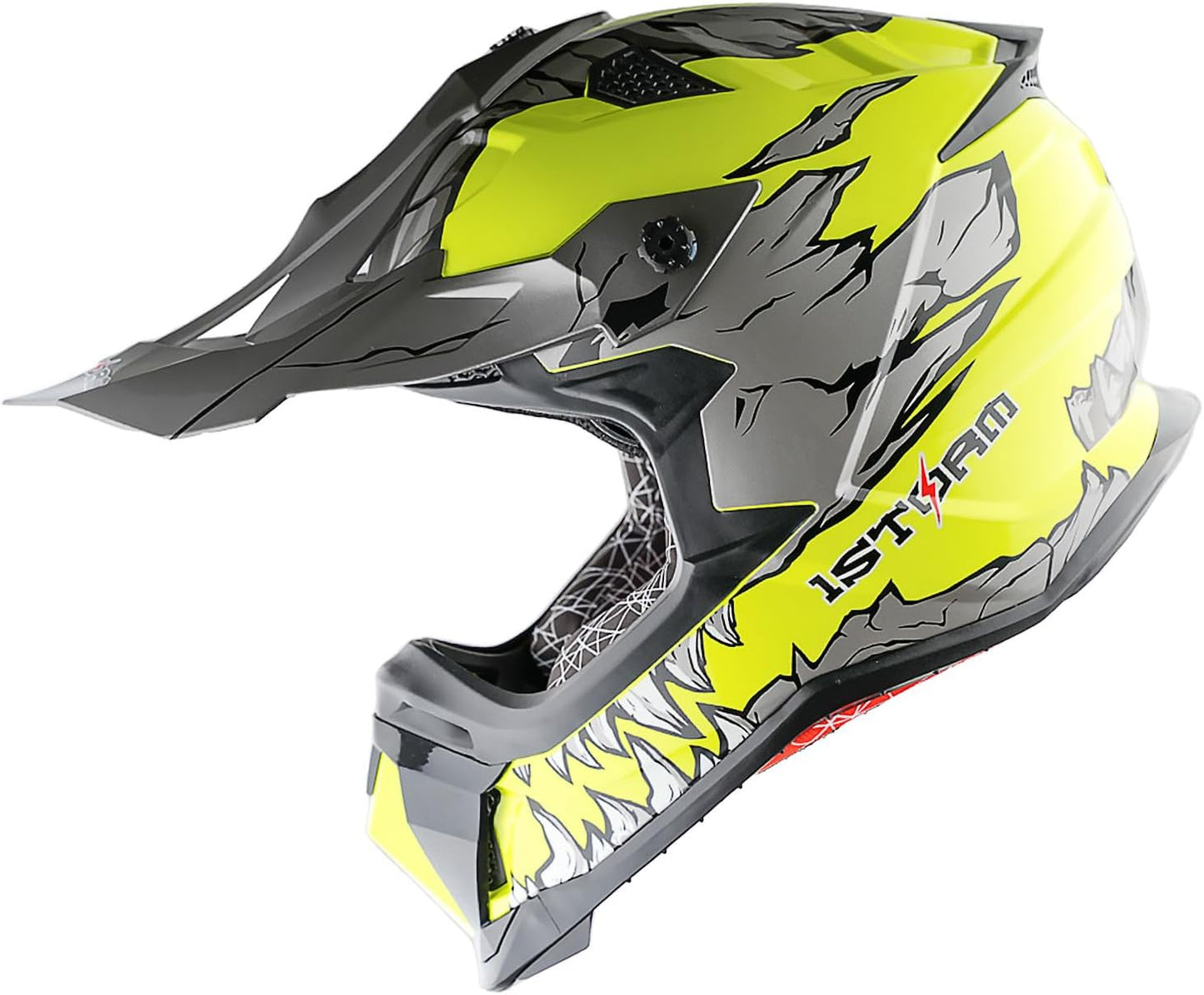 Casco motocross estilo pista JH601 dinosaurio amarillo