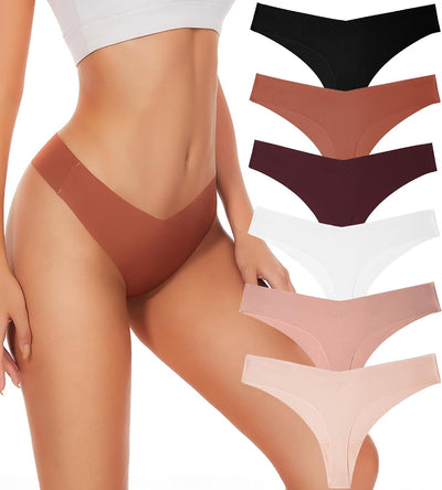 Tangas sin costuras mujer cintura V transpirables paquete 6