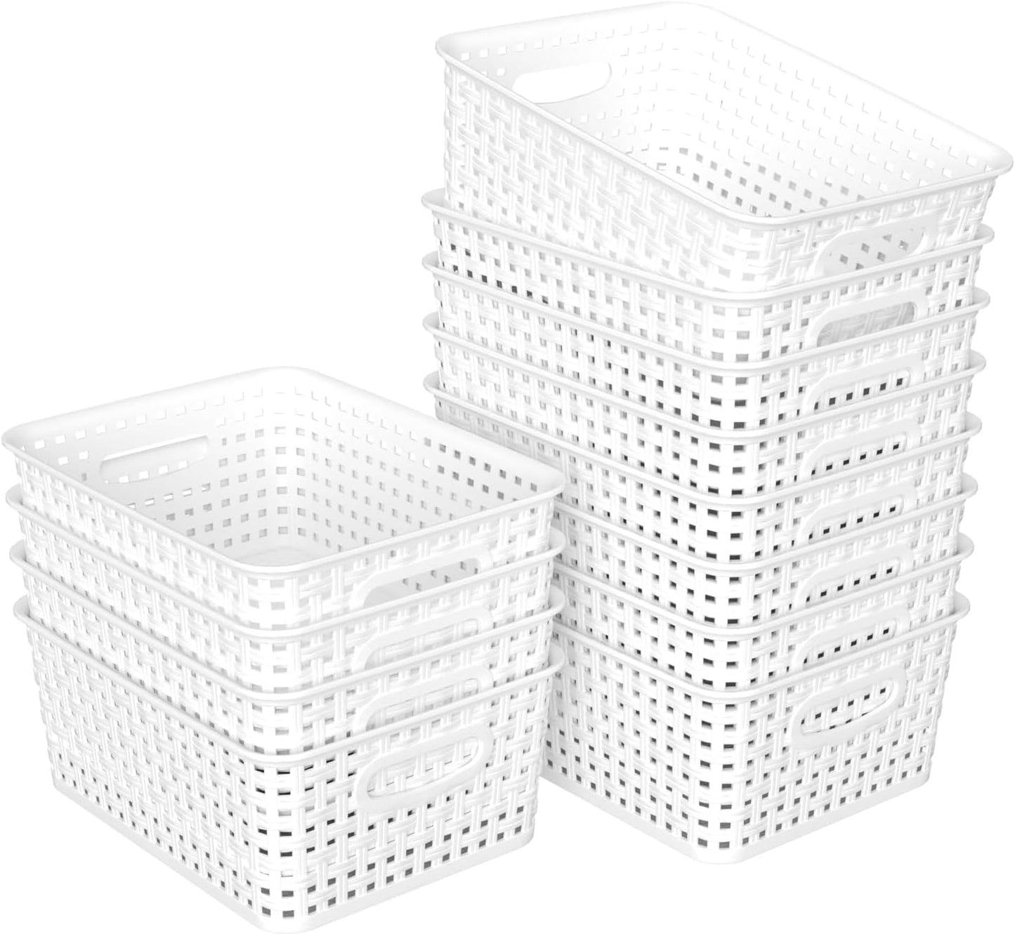 12 Pzas Cestas Almacenamiento Plástico Rectangulares Blanco