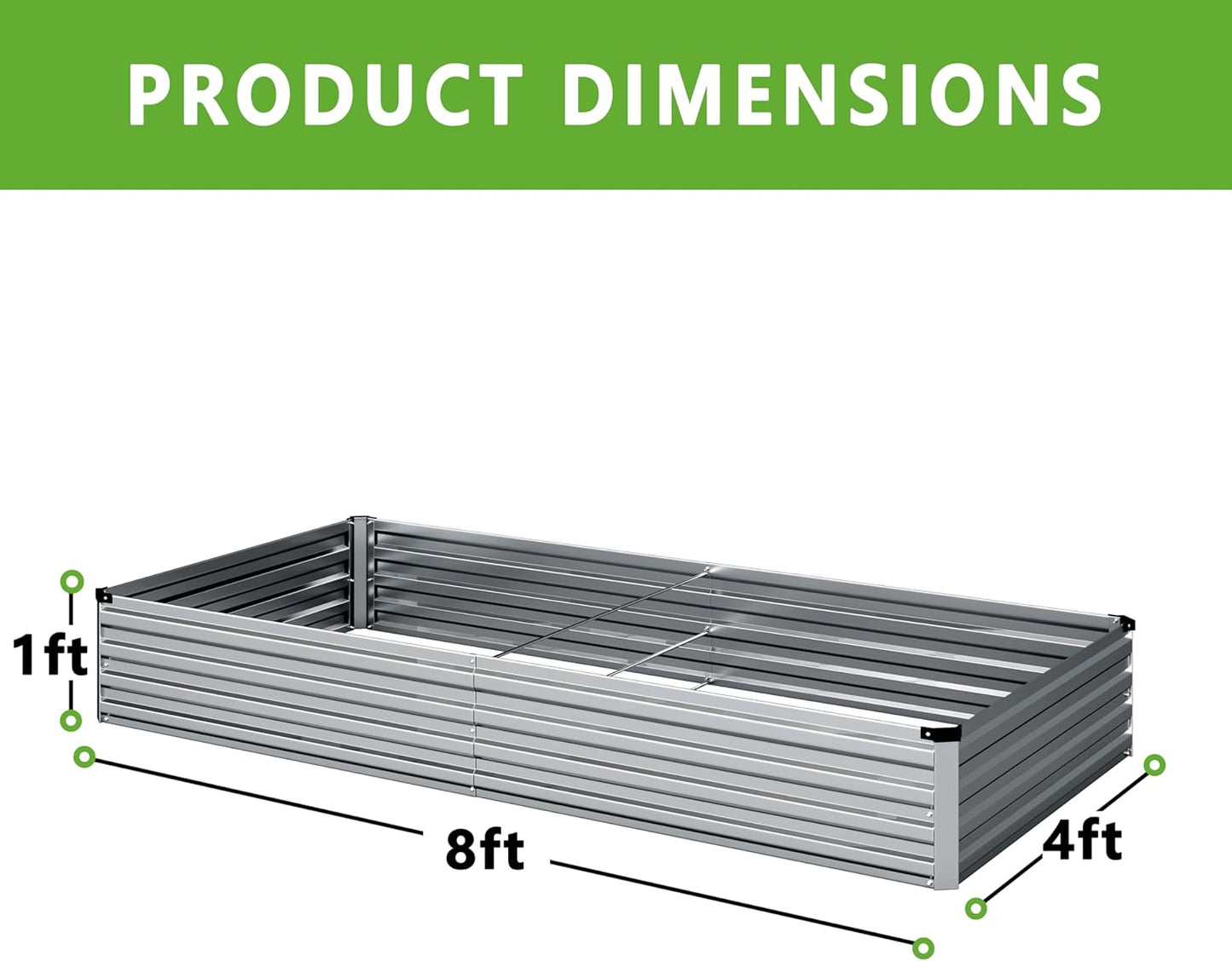 2 Pzas Jardinera Metal Rectangular Exteriores 8x4x1ft Plata