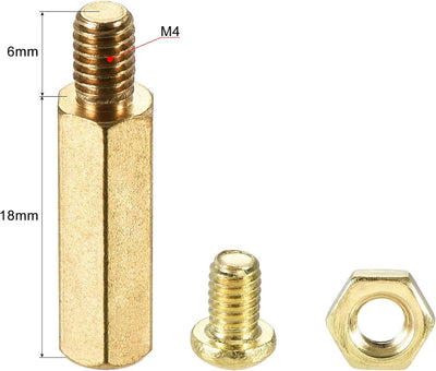 Espaciador hexagonal latón 0.709in macho-hembra 20 pcs PCB
