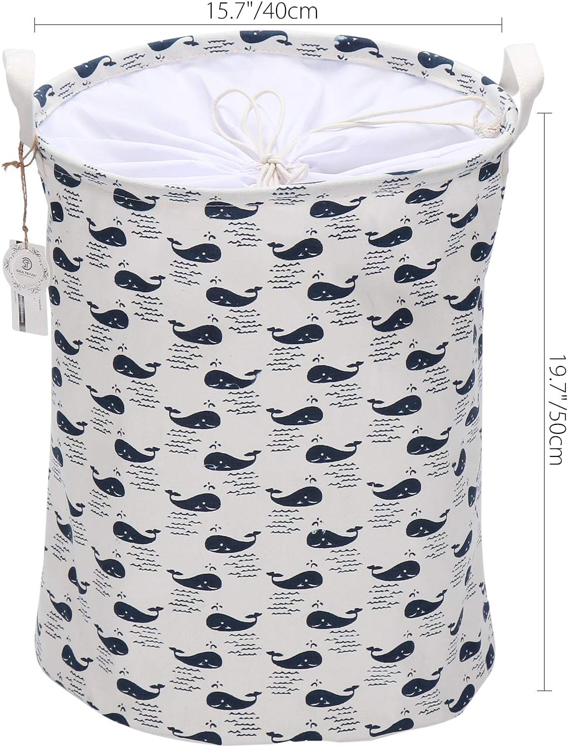 Cesta cilíndrica para ropa sucia tela impermeable cierre cordón
