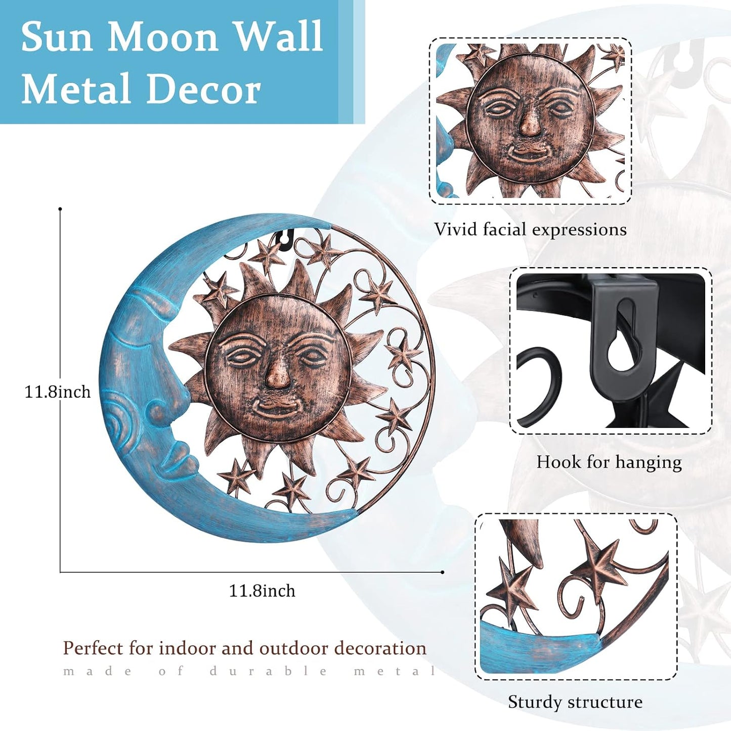 Escultura de Sol y Luna para Pared Exterior Jardín