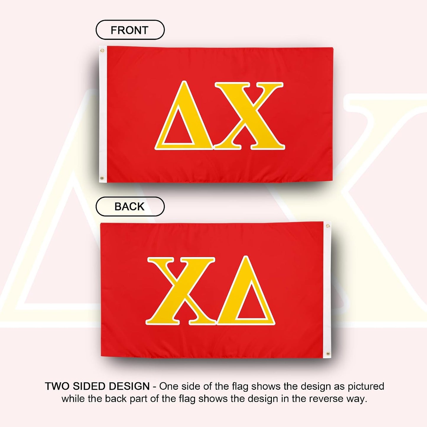 Bandera Delta Chi 3x5ft Letras Griegas Decorativa