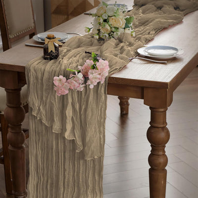 Camino mesa gasa estilo bohemio transparente nude 35x118pulg