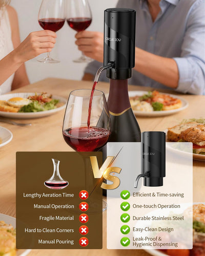 Vertedor de vino eléctrico automático recargable con control táctil color negro