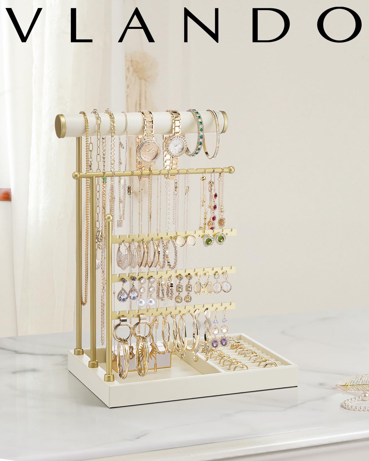 Organiz. joyería soporte anillos collares pendientes