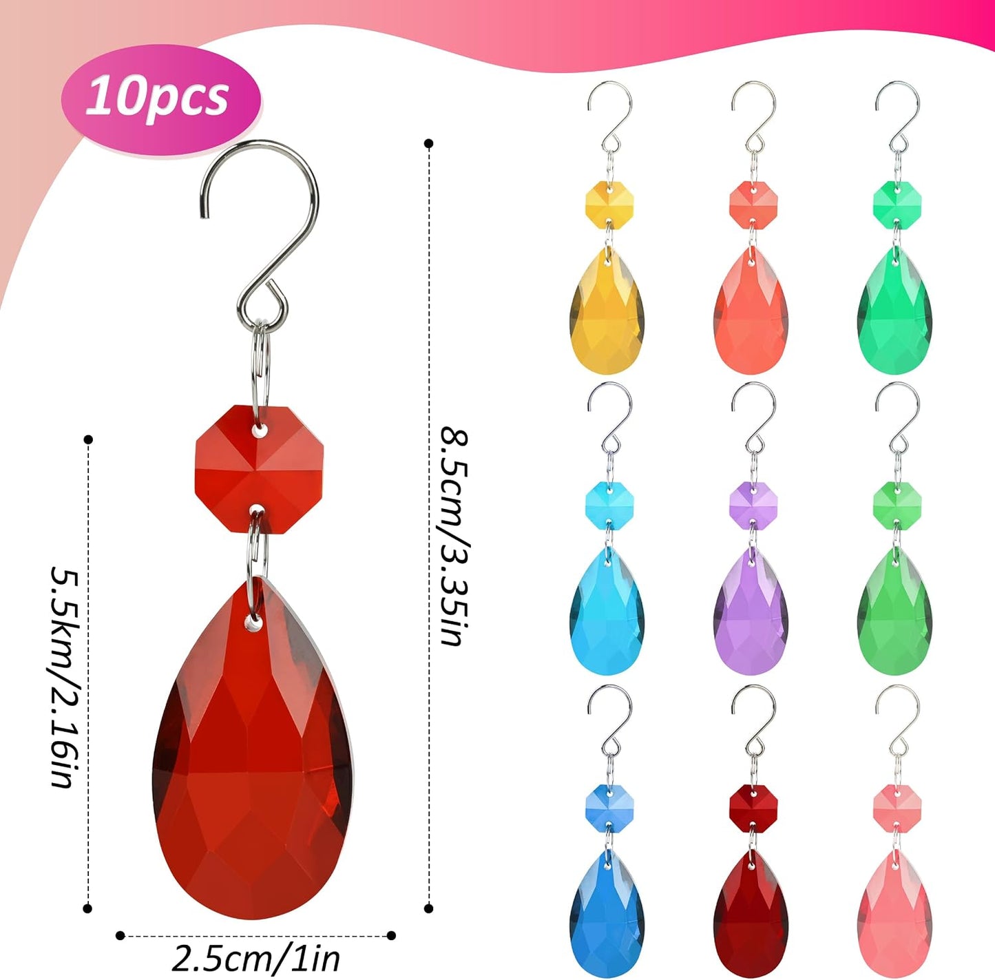 10 Pzas Atrapasueños Cristal Gota 38mm para Lámparas