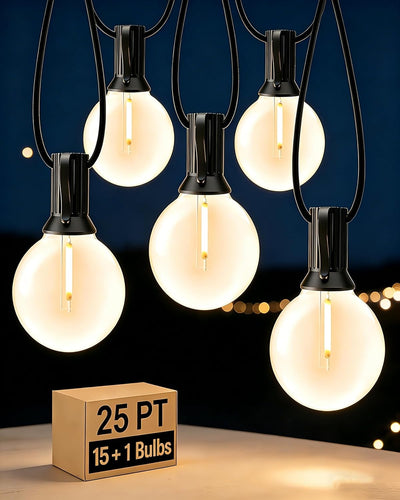Guirnalda luces LED 25pies 16 bombillas Edison impermeable exterior