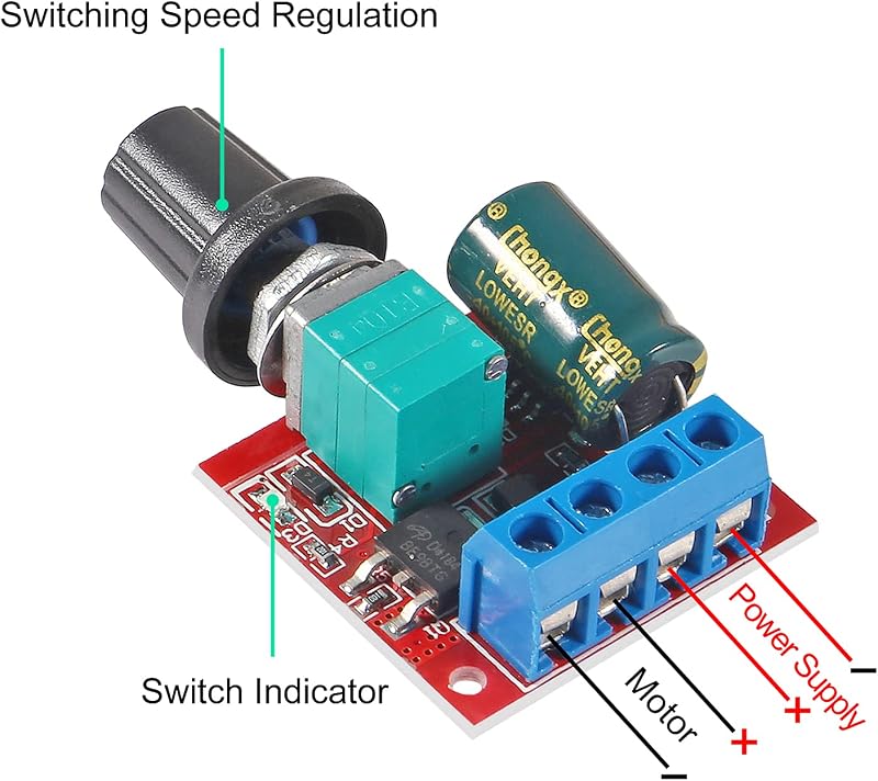 Controlador velocidad motor DC 3-35V 5A LED Dimmer 90W