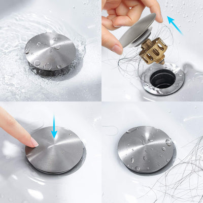 Tapón drenaje baño con colador antiobstrucción níquel cepillado