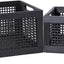 Cestas almacenamiento bambú tejido negro asa integrada set 2