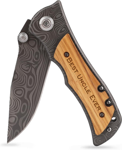 Cuchillo de madera grabado regalo para tío cumpleaños