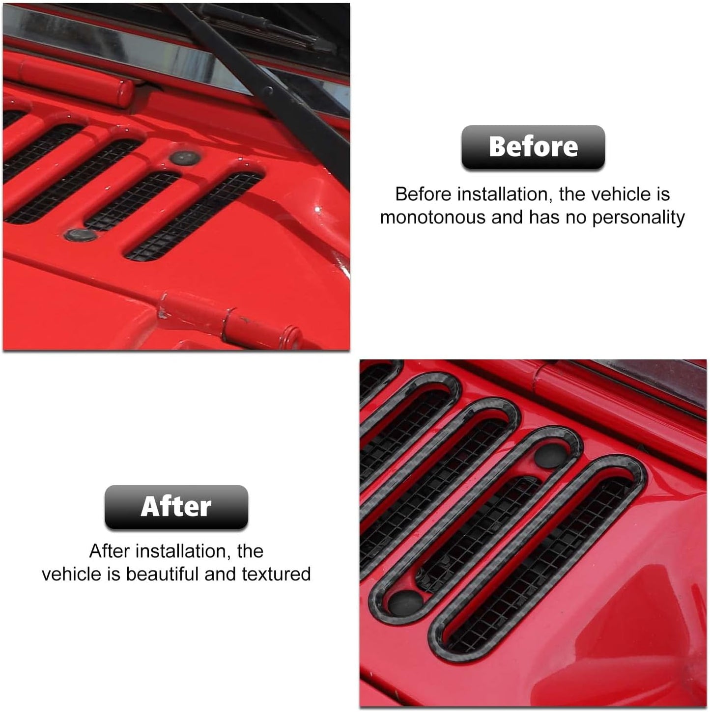 Cubierta ventilación capó Jeep Wrangler JK 07-17 fibra carbono