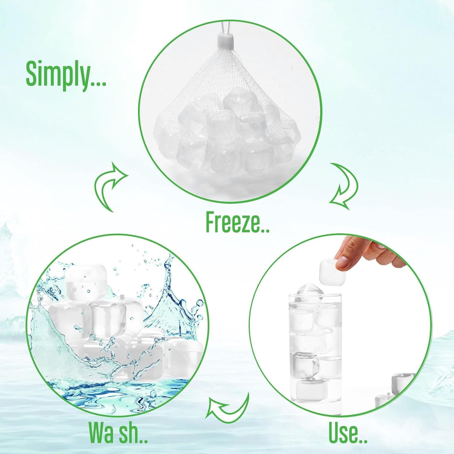 60 Cubitos Hielo Plástico Blanco Reutilizables
