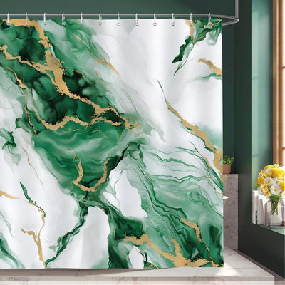 Cortina ducha mármol verde 72x72pulg tela poliéster impermeable