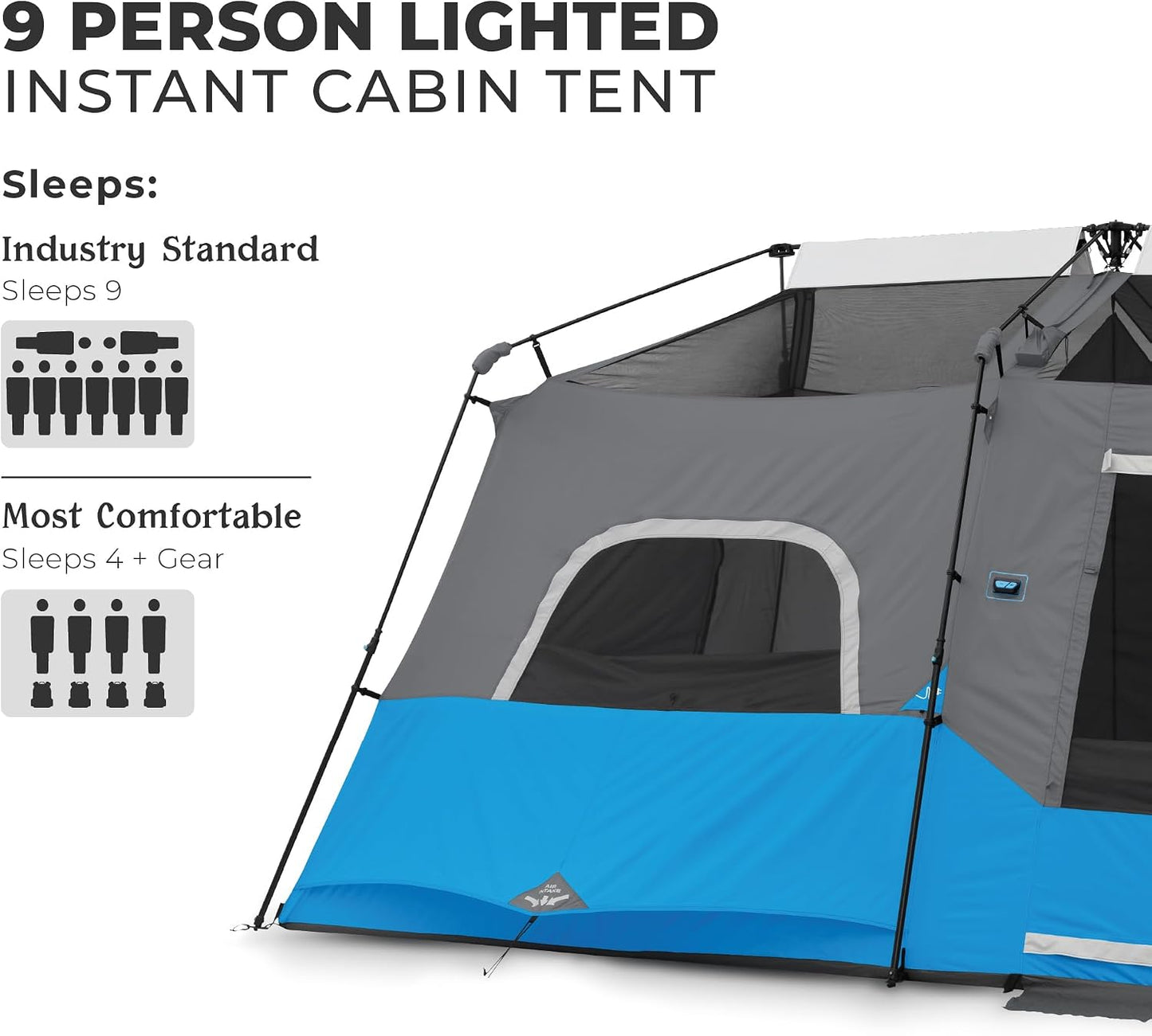 Carpa para camping con luces LED y bolsillos de
