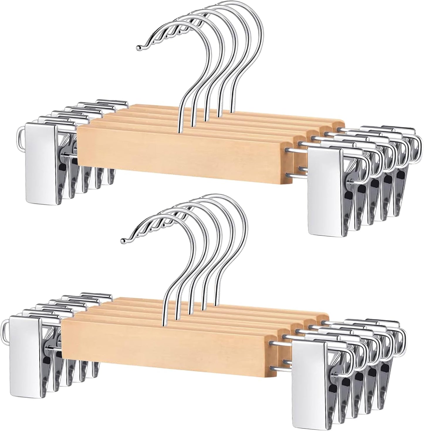 10 Perchas Madera Dorada para Niños con Clips