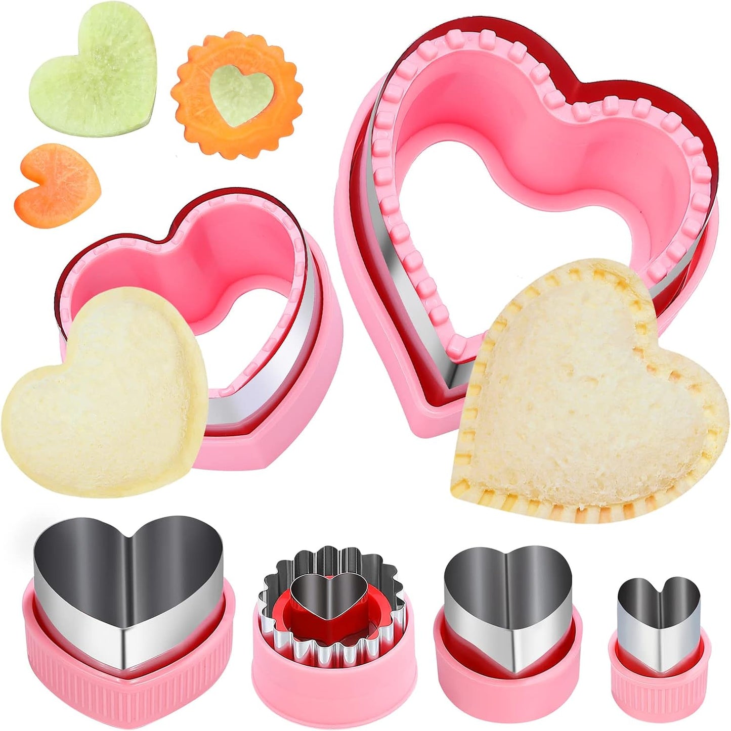 Set 6 cortadores galletas corazón y sándwiches