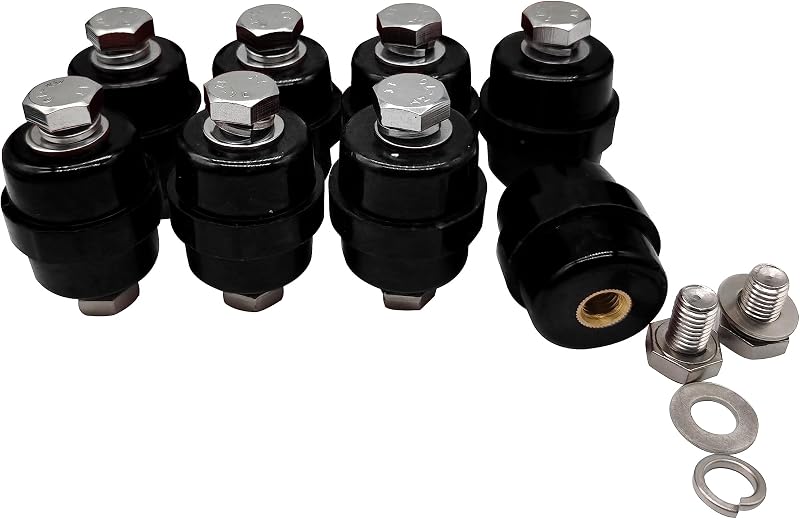 Aisladores barra colectora SM-40 M10 negro 8 pzas